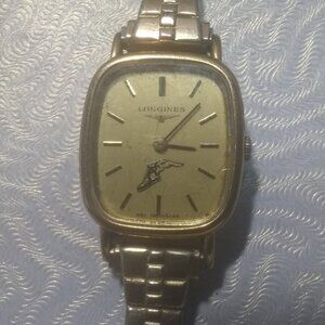 Longines Quartz Watch 1986 Women Goodyear Gift Gold Flex New Bat Works Great